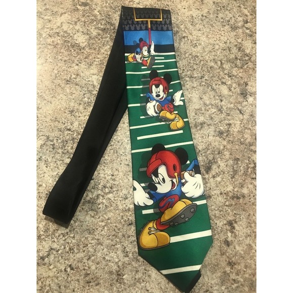 Mickey Unlimited Disney Novelty Silk Neck Tie Mickey Mouse Football - Picture 1 of 6